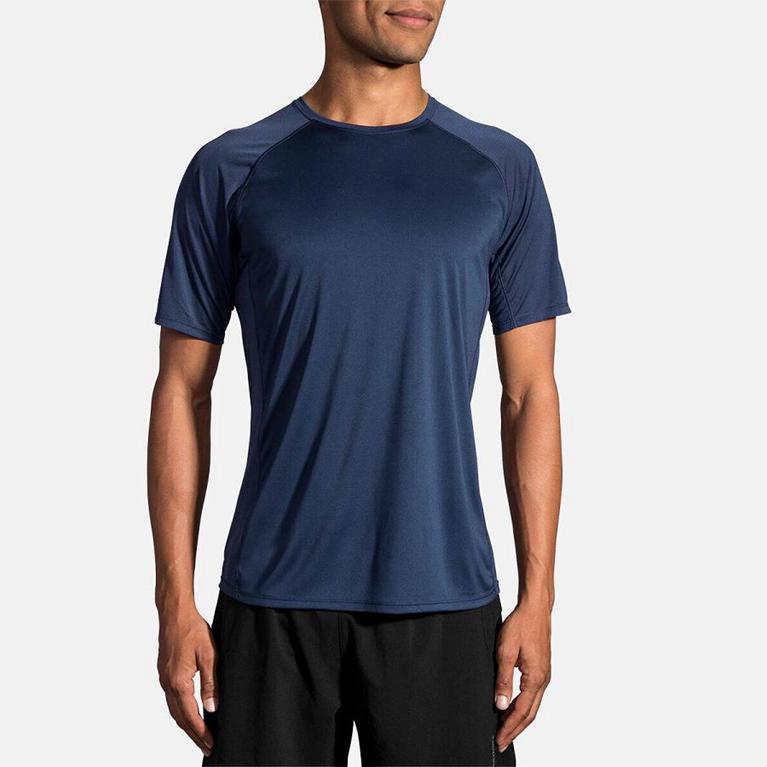 Brooks STEALTH Short Sleeve Running Shirt Mens Canada - Blue (JLQ950471)